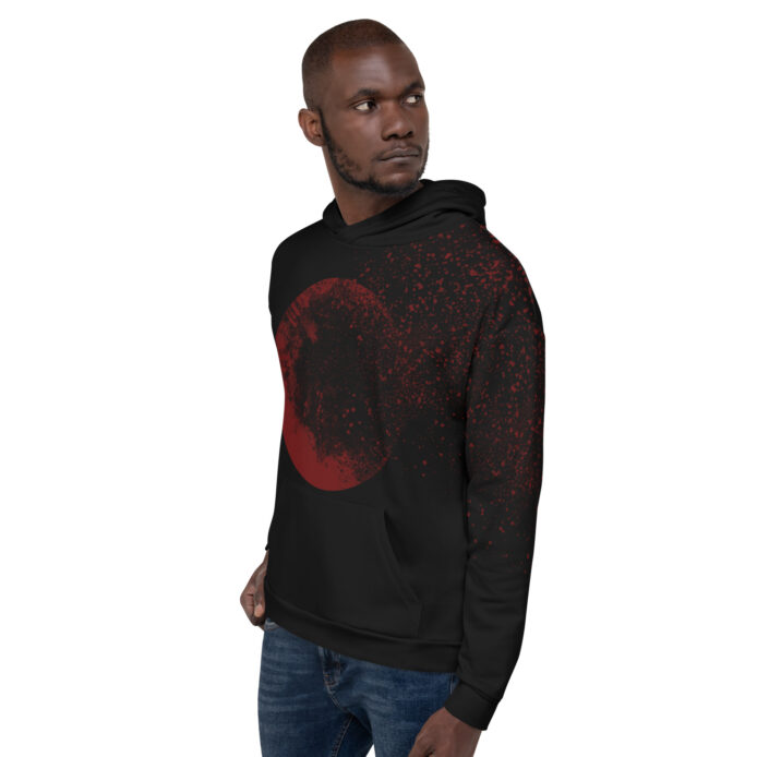 Faded Circle Premium Black Hoodie (Front) - Image 4