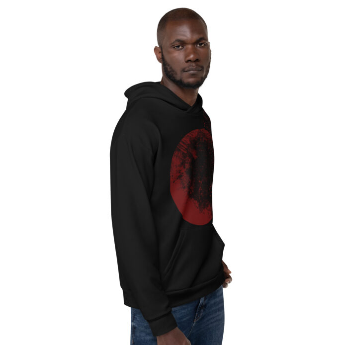 Faded Circle Premium Black Hoodie (Front) - Image 3