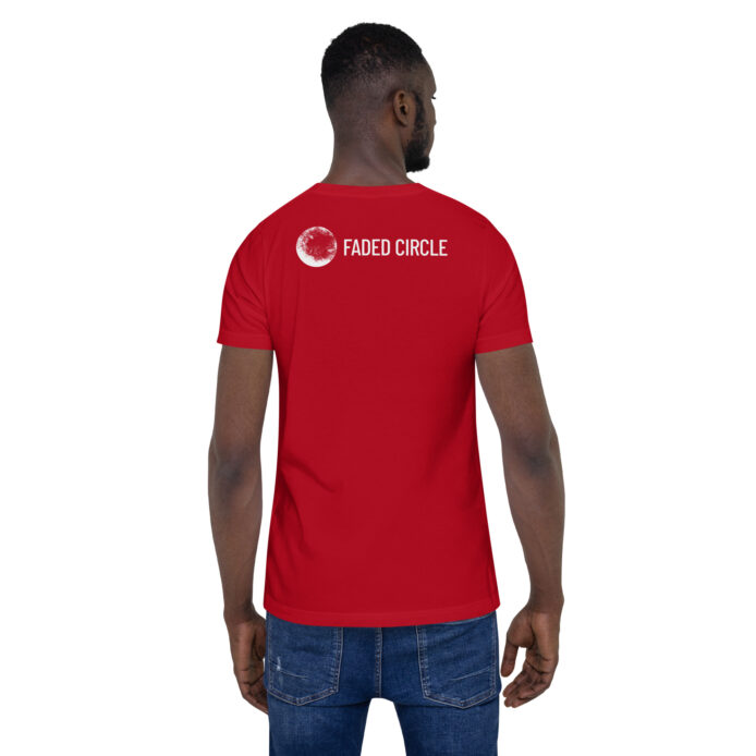 Simple Faded Circle White on Red Tee - Image 4