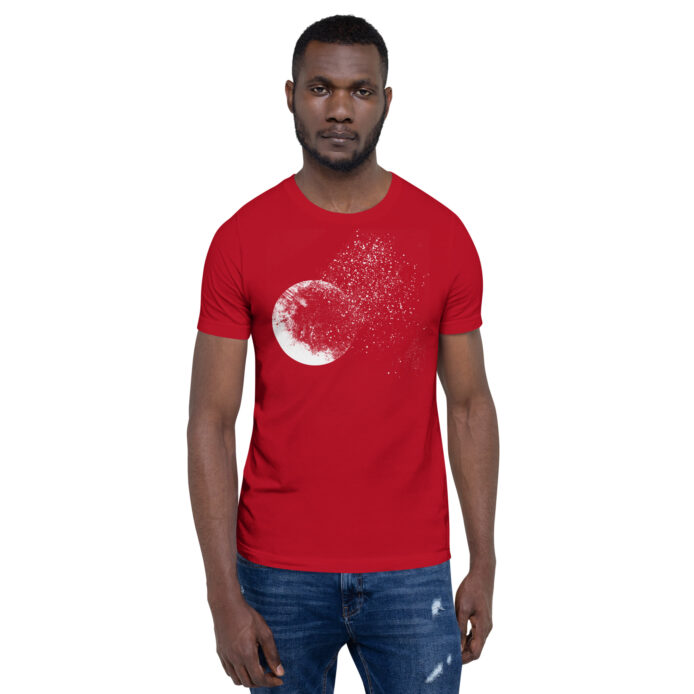 Simple Faded Circle White on Red Tee - Image 2