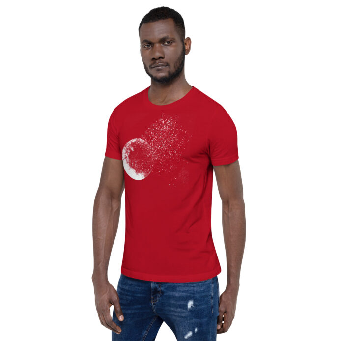 Simple Faded Circle White on Red Tee