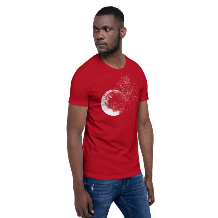 Simple Faded Circle White on Red Tee - Image 3